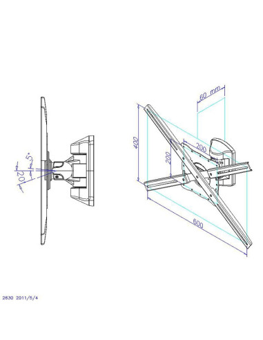 Soporte articulado de pared phoenix para pantalla tv rotacion  giro e inclinacion 20º hasta 35 kg gris metalizado