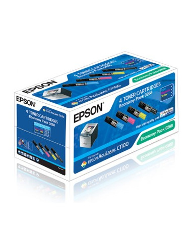 Pack toner epson aculaser c1100 pack de 3 unidades color + 1 negro