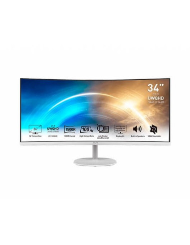 Monitor 34pulgadas msi pro mp341cqw blanco 100 panoramico 21:9