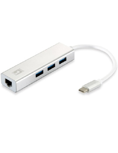 Adaptador usb tipo c level one a gigabit ethernet rj45 + hub usb 3.0 3 puertos