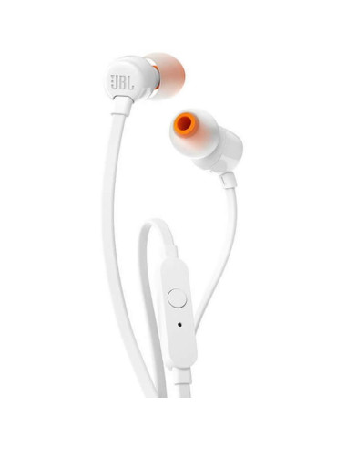 Auriculares intrauditivos jbl t110 white - pure bass - drivers 9mm - cable plano - manos libres