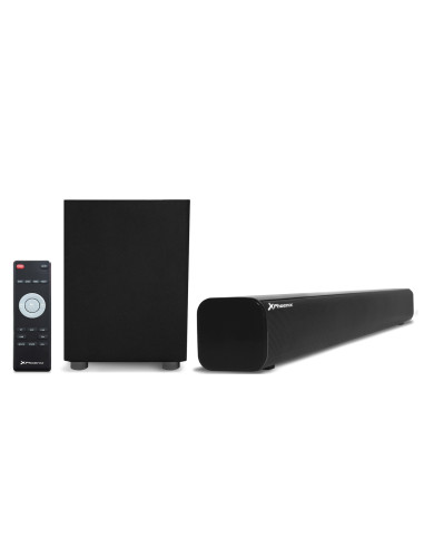 Kit barra de sonido bluetooth + subwoofer wireless phoenix phsbbtwsub 25w+25w - usb - radio fm -  line - in -  sub - out - subw