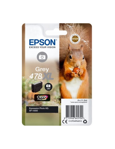 Cartucho tinta epson c13t04f64010 singlepack gris 478xl claria photo hd ink