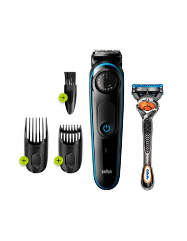 Barbero cortapelos braun bt3240 + gillete fusion 39 ajustes -  barba -  lavable -  control giratorio