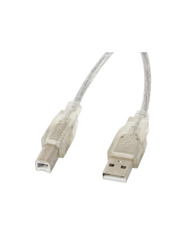 Cable usb lanberg usb - a macho a usb - b macho ferrita 5m transparente