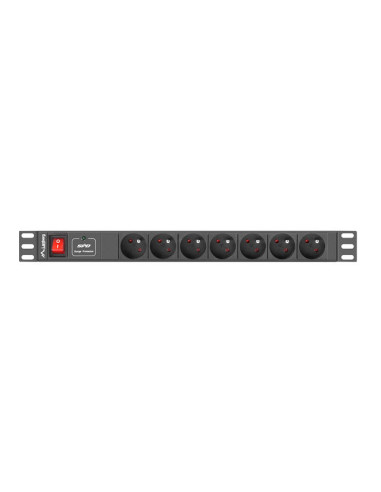 Regleta lanberg 1u 16a rack 19 7x socket negro 2m