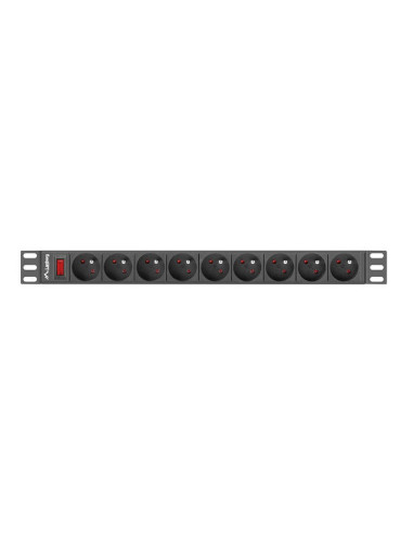 Regleta lanberg 1u 16a rack 19 9x socket negro 3m