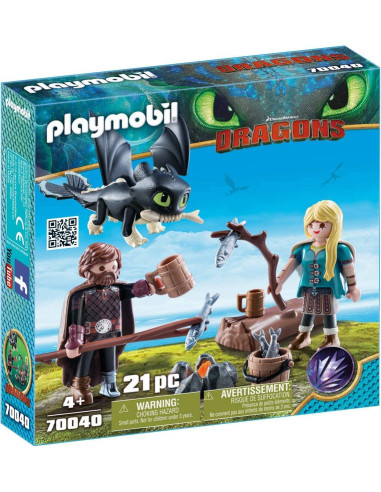 Playmobil como entrenar a tu dragon hipo y astrid con bebe dragon