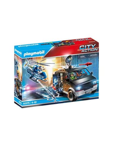 Playmobil ciudad helicoptero de policia persecucion del vehiculo huido