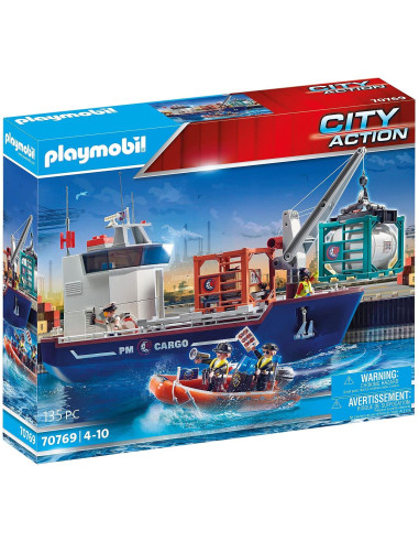 Playmobil gran portacontenedor con barco aduanero