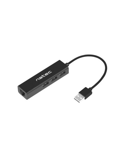 Adaptador natec dragonfly usb 2.0 a rj45 gigabit con 3xusb 2.0