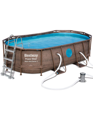 Bestway 56714 -  piscina desmontable tubular power steel 427x250x100 cm depuradora cartucho 2.006 l - h escalera y cobertor dis