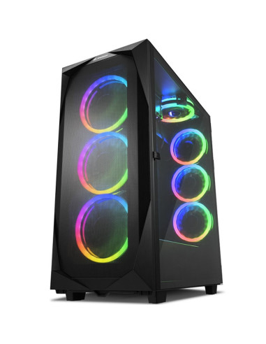 Caja atx sharkoon rev300 2xusb3.0 rgb sin fuente negro