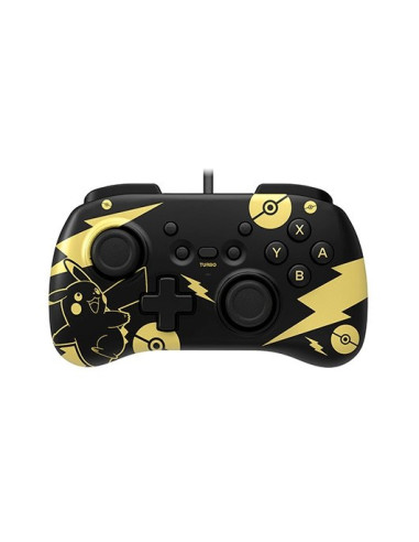 Gamepad hori controller mini pikachu black & gold para nintendo switch