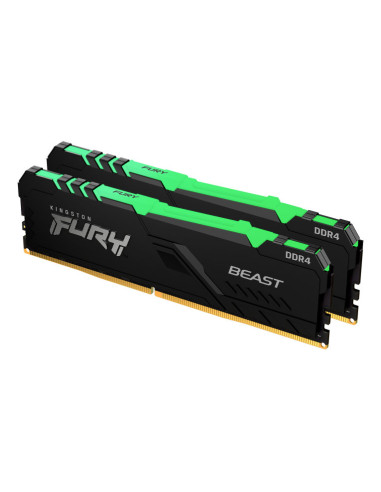 Memoria ram ddr4 32gb 2x16gb kingston - 3200mhz - pc4 - 25600 - fury beast rgb - negro - 1.2v