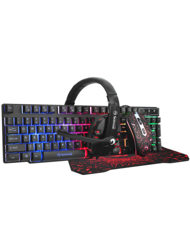 Pack gaming 4 en 1 scorpion cm370 teclado + raton + auriculares + alfombrilla