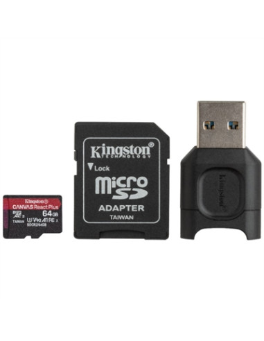 Memoria micro sdxc 64gb kingston mlpmr2 uhs - ii + adaptador sd + adaptador usb