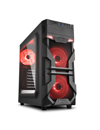 Caja ordenador gaming sharkoon vg7 - w atx 2 x usb 3.0 2 x usb 2.0 sin fuente rojo