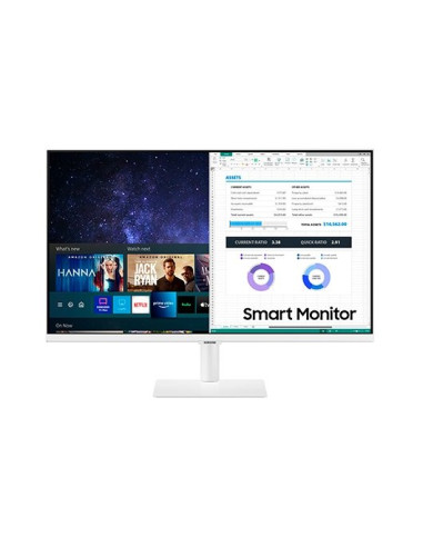 Monitor led 27pulgadas samsung smart m5 - va - 2 x hdmi - fhd - hdr - smart tv apps - vesa - blanco