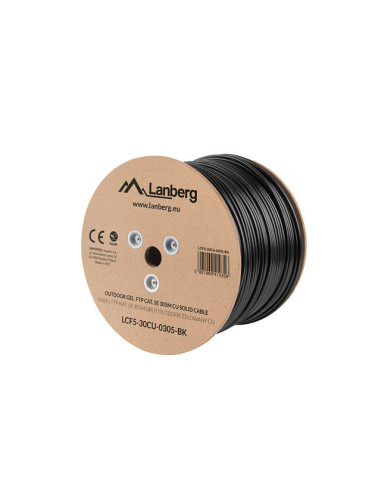 Bobina para exterior lanberg cat.5e ftp rj45 cobre awg24 305m negro