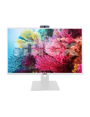 Monitor led 23.8pulgadas nilox nxm24rwc01 va -  fhd -  hdmi -  vga -  75hz -  pivote regulable -  webcam -  vesa -  blanco