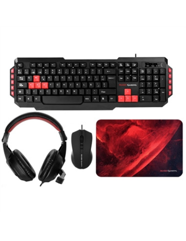 Kit teclado + mouse raton mars gaming mrcp1 + auriculares + alfombrilla