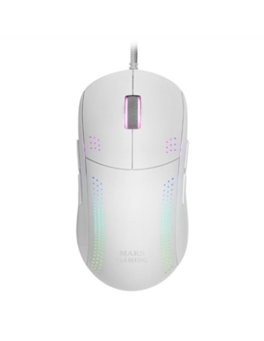 Mouse raton mars gaming mmprow optico usb 9 botones 32000ppp rgb blanco