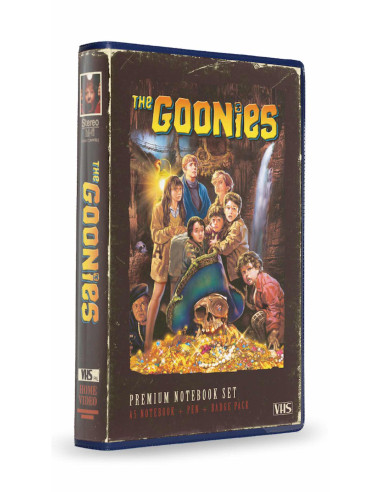 Set papeleria vhs (libreta - chapas y boligrafo) the goonies