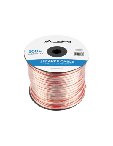 Cable altavoz lanberg 2 x 2.5 mm2 100m transparente