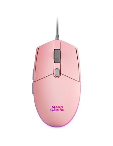 Mouse raton mars gaming mmgp optico usb 6 botones 3200ppp rgb rosa