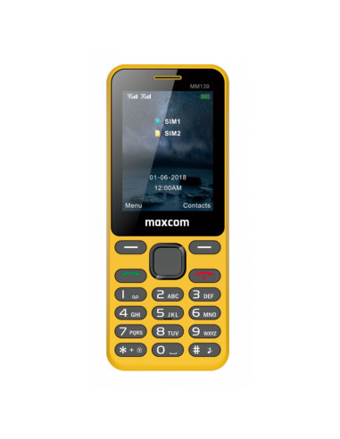 Telefono movil maxcom classic mm139 amarillo -  2.4pulgadas -  0.3 mpx -  2g