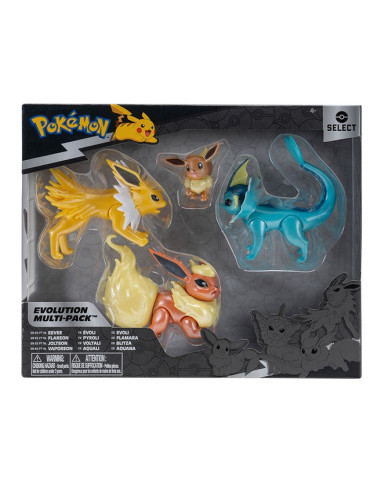 Figura jazwares pokemon multievolution eevee pack 4