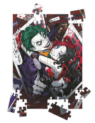 Puzle 100 efecto 3d joker y harley quinn manga universo dc