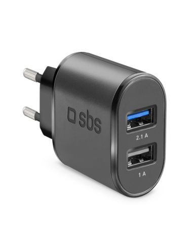 Dor pared sbs 2x usb 100 - 250v 1000 mah carga rapida negro