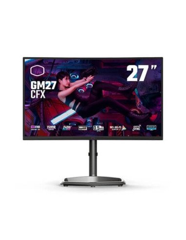 Monitor led gaming 27pulgadas coolermaster gm27 - cfx curvo -  va -  fhd -  hdmi -  dp -  240hz -  0.5ms -  vesa 100 x 100