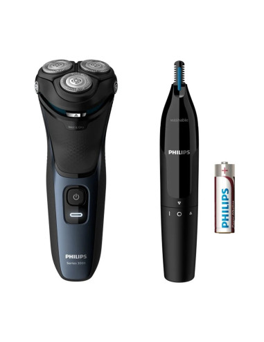 Afeitadora philips shaver 3000 s3134 - 57 negro - cabezales 5 direcciones - recortador - wet