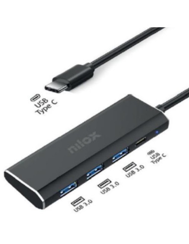 Hub nilox 1 x usb tipo c - 3 x usb 3.0 salida usb tipo c