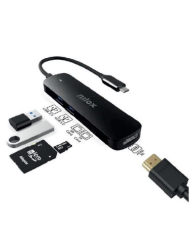 Dock nilox 1 x usb tipo c - 2 x usb 3.0 - sd - micro sd salida usb tipo c