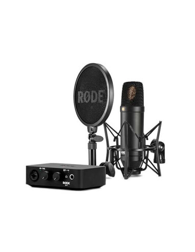 Microfono rode nt1&ai - 1 complete studio kit nt1 ai - 1 - soporte - pop filter - negro