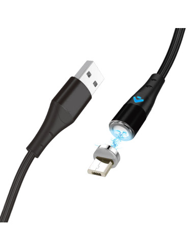 Cable de carga rápida 3a y datos - magnético - micro usb - 1 m