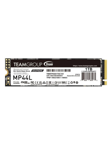 Disco duro m2 ssd 1tb pcie4 teamgroup mp44l 2280 - con disipador - l: 5000mb - s e:4500mb - s