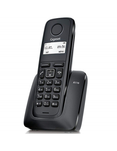 Telefono fijo inalambrico gigaset a116 negro 50 numeros agenda