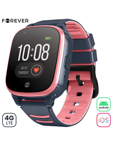 Reloj smartwatch forever look me kw - 500 4g color rosa negro