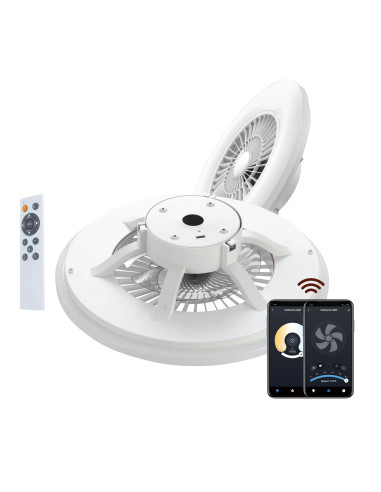 Lampara techo muvit io wifi 40w blanco + ventilador 20w