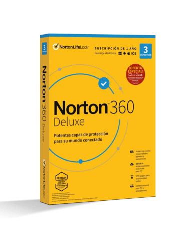 Antivirus norton deluxe 25gb español 1 usuario 3 dispositivos 1 año en caja rsp mm gum