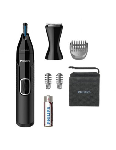 Cortapelo philips + naricero nt5650 - 16 negro 3 peines -  cuchilla lavable -  ducha -  recortador -  pila aa