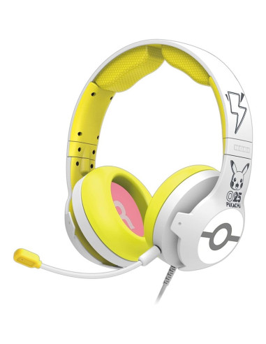 Auriculares micro gaming hori pro pikachu pop white supraural -  40mm -  jack 3.5mm -  cancelacion de ruido