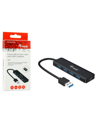 Hub usb equip life a 4 x usb 3.2 - 1 x usb tipo c + adaptador usb tipo c