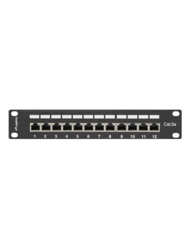 Patch panel lanberg 12 puertos 1u cat.5e 10pulgadas blindado negro