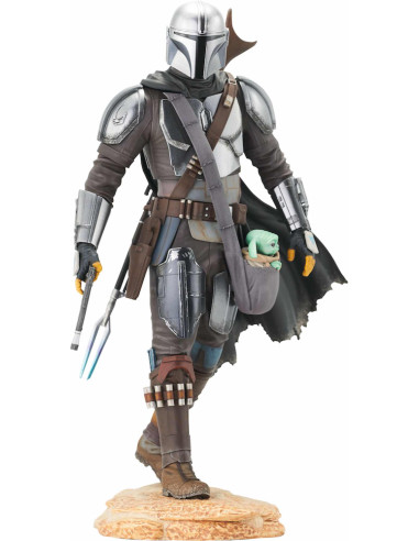 Figura diamond select star wars premier collection the mandalorian the mandalorian con the child grogu